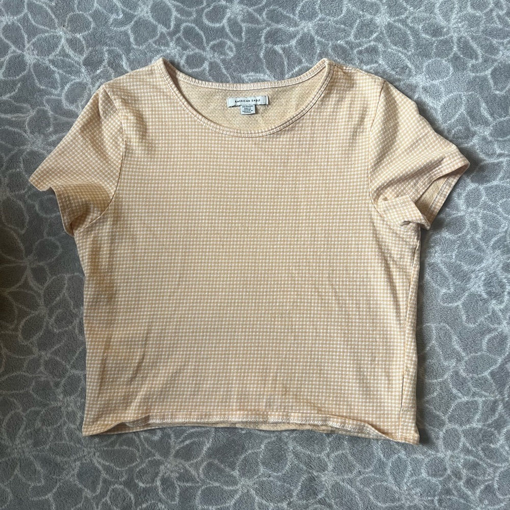 American Eagle yellow gingham baby tee